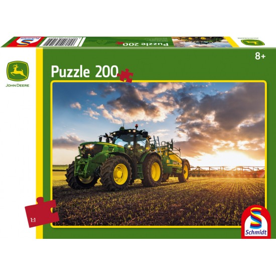 Puzzle Schmidt: John Deere - Tractor 6150 R cu pulverizator, 200 piese