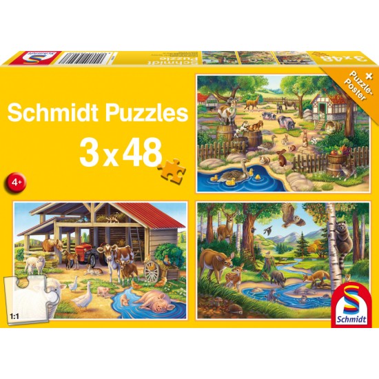 Puzzle Schmidt: Animalele mele favorite, 48 piese