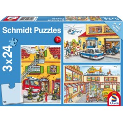 Puzzle Schmidt: Pompierii și poliția, 24 piese