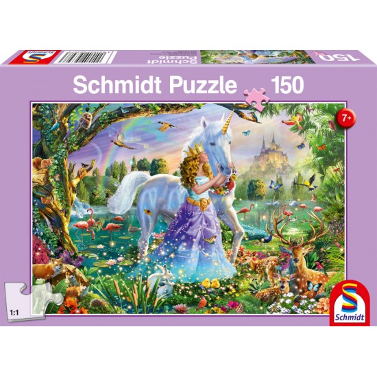 Puzzle Schmidt: Prințesa, unicornul și castelul, 150 piese