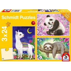 Puzzle Schmidt: Panda, leneș și lama, 24 piese