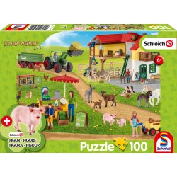 Puzzle Schmidt: Schleich - Farm World: Fermă și piață, 100 piese