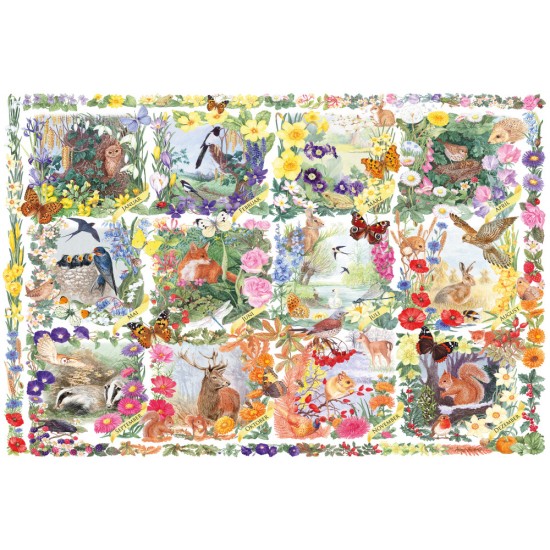 Puzzle Schmidt: Anotimpurile cu flori și animale, 200 piese