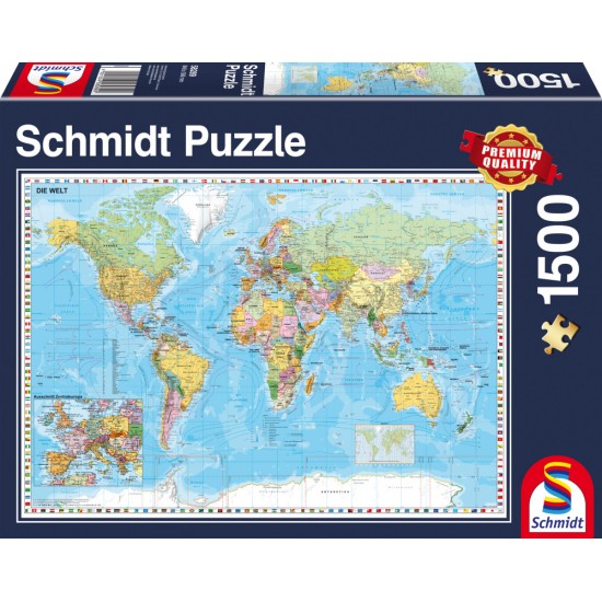 Puzzle Schmidt: Harta lumii, 1500 piese