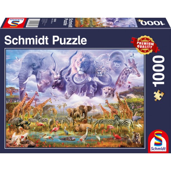 Puzzle Schmidt: Animale la adăpat, 1000 piese