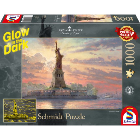 Puzzle Schmidt: Thomas Kinkade - Glow in the Dark - Statuia Libertății, Fosforescent, 1000 piese