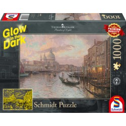 Puzzle Schmidt: Thomas Kinkade - Glow in the Dark - Pe străzile Veneției, Fosforescent, 1000 piese