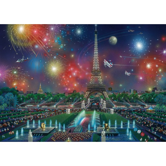 Puzzle Schmidt: Alexander Chen - Focuri de artificii la Turnul Eiffel, 1000 piese