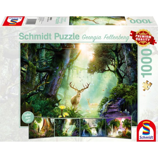 Puzzle Schmidt: Georgina Fellenberg - Cerbi în pădure, 1000 piese