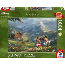 Puzzle Schmidt: Thomas Kinkade - Disney - Mickey și Minnie în Alpi, 1000 piese